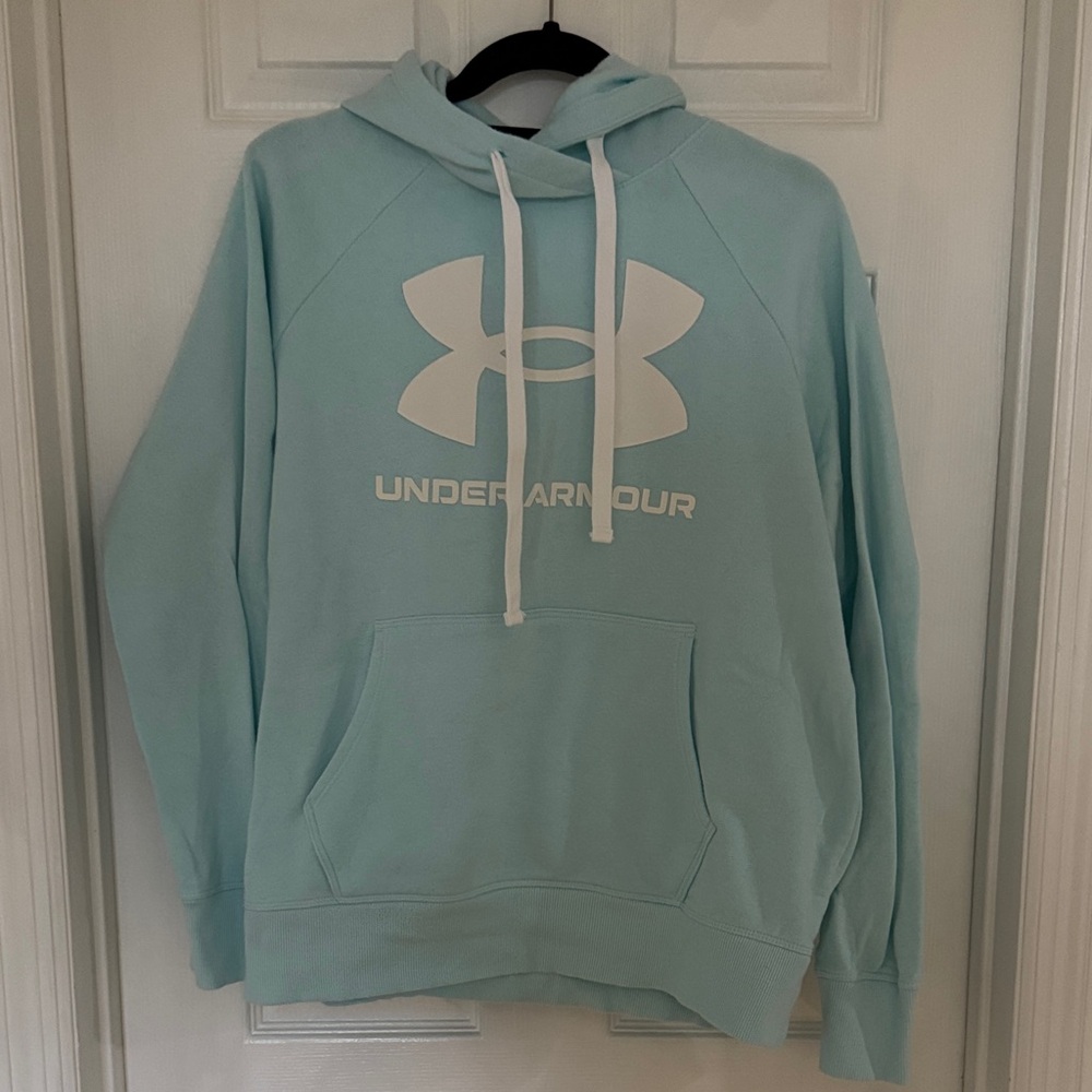 Under Armour Sky Blue Hoodie with White Logo